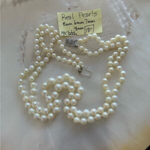 Pearl double strand necklace, 14K latch